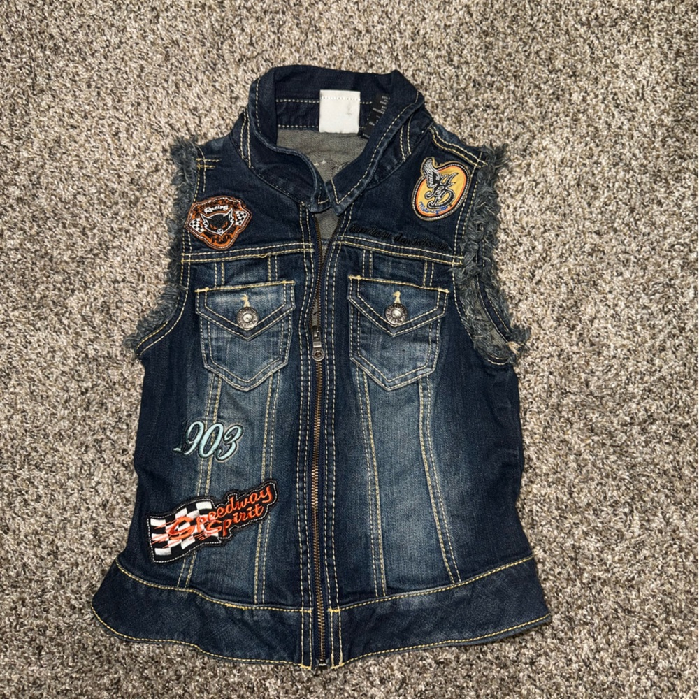 Harley-Davidson Denim Vest with Patches - Blue